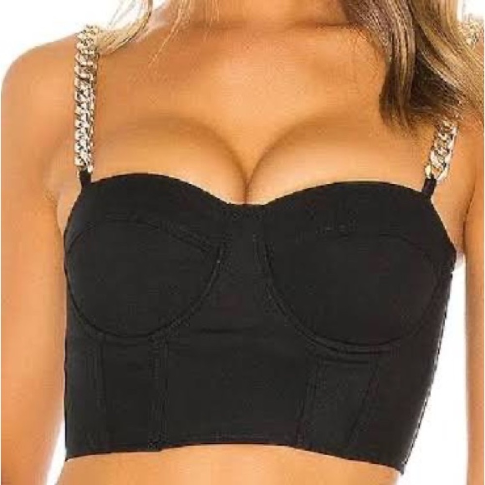 Superdown corset gold chain shirt